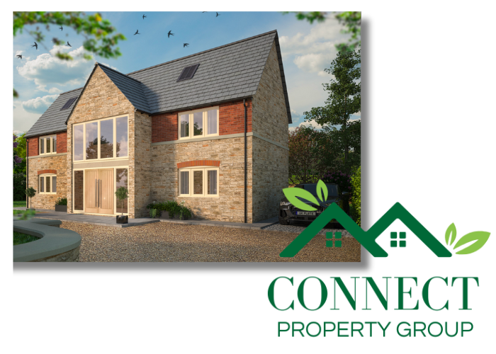 Connect Property Group logo and house with planning permission in Swindon